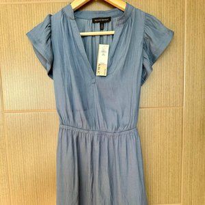 Banana Republic Petite Vintage Blue Flutter-Sleeve Dress - XXSP